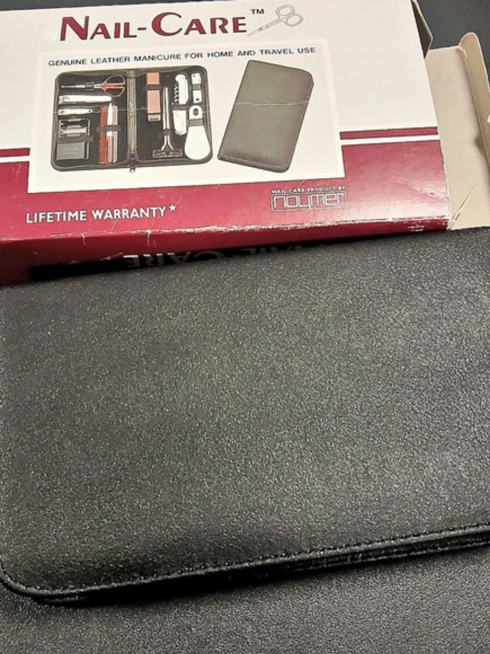 Noymer Nail-Care Genuine Leather Manicure Set Black